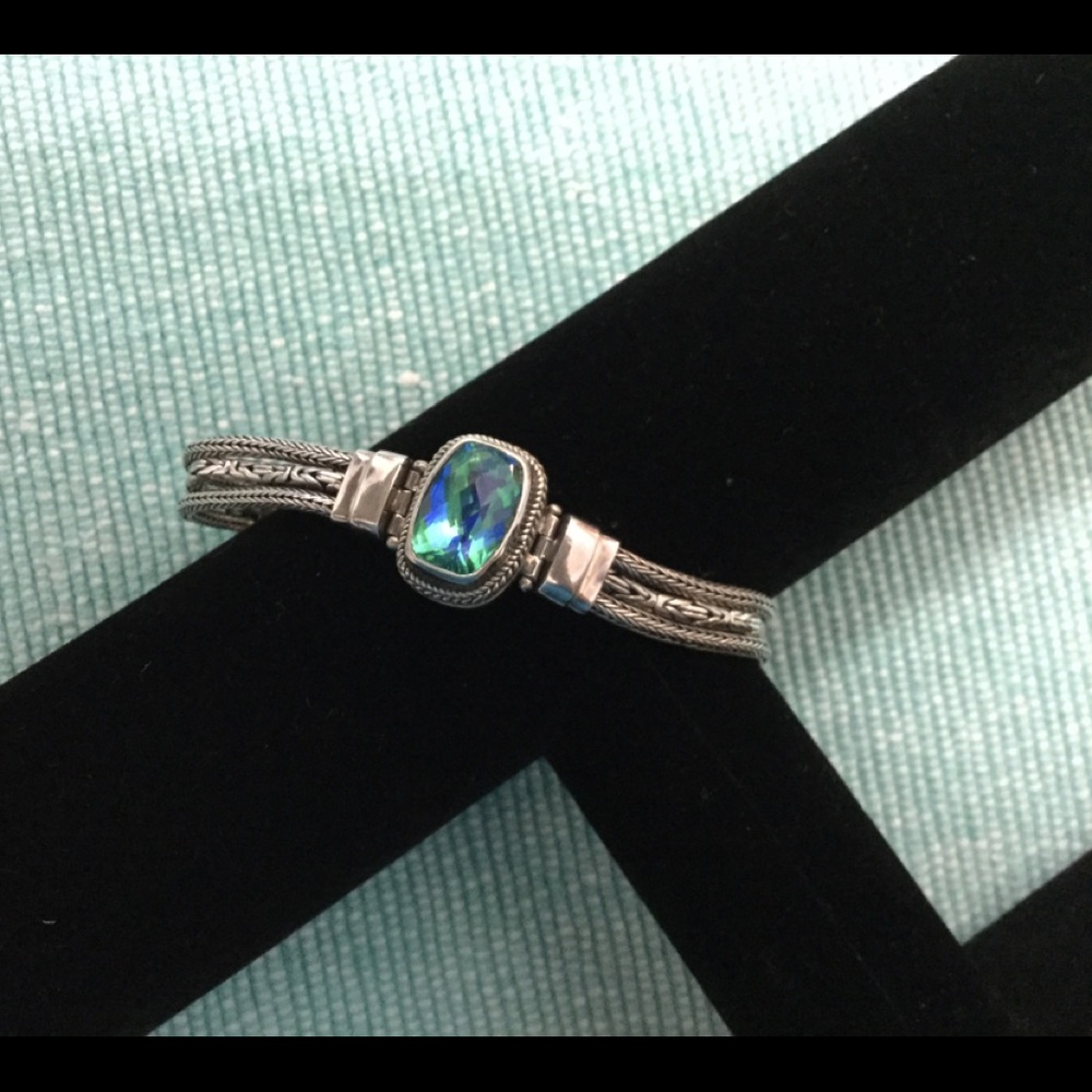 Awesome Sterling Silver and Sea Stone Bracelet
